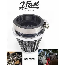 23-5754 2fastmoto Clamp-on Pod Air Filter Chrome Cap Tapered 54mm
