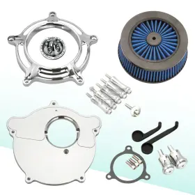Sm-cd950c-blue Aftermarket Spike Turbine Air Intake Sock Chrome Cleaner Intakes Filter Fit Harley Touring Road King Glide 2008-2016