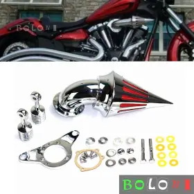 Ac-226-ch Bolonimotorsports Cone Spike Air Cleaner Filter Kit For Harley Dyna Rocker Softail Road King