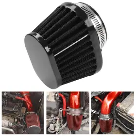 Cbdtimes 420017355113 55mm 2.17 Inch Motorcycle Oval Air Intake Filter Cleaner Pod Washable Reusable Black