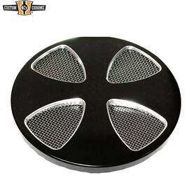 Custom Chrome 629332 Air Filter Kit Cross Cover High Performance Motorcycle Smooth 4-spade Black