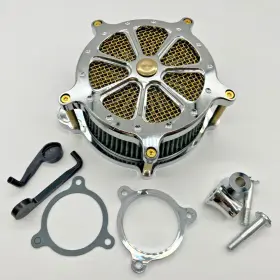M8ac Diy Chrome N Brass - Air Cleaner Intake Filter Harley M8 Touring Softail