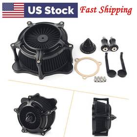 Earthoee 550725888808 Turbine Spike Air Intake Filter Cleaner For Harley Road Glide Fltr 2008-16 Black