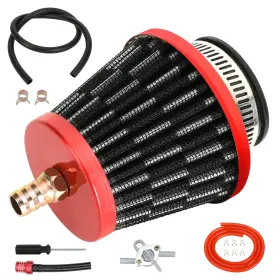 Eo-35mm-rd Eopoayi 35mm 1-3/8 Inch Air Filter With Nipple Compatible Taotao Red
