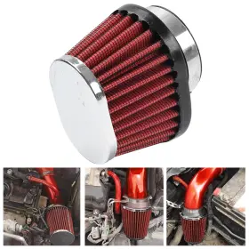 Flashbuyeasyusa 286452127605 55mm 2.17 Inch Motorcycle Oval Air Intake Filter Cleaner Pod Washable Reusable Red