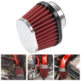 Flashbuyeasyusa 420017598329 55mm 2.17 Inch Motorcycle Oval Air Intake Filter Cleaner Pod Washable Reusable Red