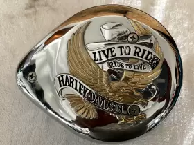 29204-90ta Harley Davidson Tear Drop Air Cleaner Chrome Cover Gold Eagle Live To Ride