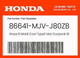 86641-mjv-j80zb Honda Genuine Stripe R Middl Cowl Type2 Mat Gunpwdr Blk Metlc Nh436m