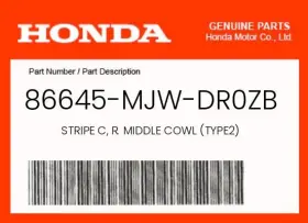 86645-mjw-dr0zb Honda Genuine Stripe C R. Middle Cowl Type2 -