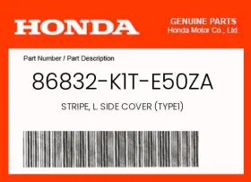 86832-k1t-e50za Honda Genuine Stripe L. Side Cover Type1 -