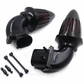 Httmt Us-mt236b-gbk Glossy Black Dual Air Cleaner Red Filter Kit Intake For Suzuki Boulevard M109r