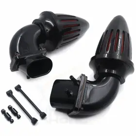 Us-mt236b-gbk Httmt Glossy Black Dual Air Cleaner Red Filter Kit Intake For Suzuki Boulevard M109r