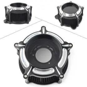 Hukyu 612046306031 Air Cleaner Intake Filter For Harley Softail Dyna Fatboy Touring Glide Flhr Blk
