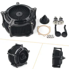 Hukyu 612046886304 Spike Turbine Air Cleaner For Sportster Xl883 48 Filters Low Xl883l 07-19 Black