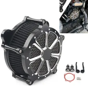 Se-10yf073 Hukyu Motorcycle Aluminum Black Air Filter Cleaner Fit Harley Softail Touring Dyna Fxr