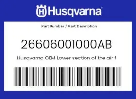 26606001000ab Husqvarna Genuine Lower Section Of The Air Filter -