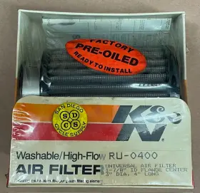 Ru-0400 K&n Filters Air Filter Universial 1 7/8 Id Flange X 3 D 4 L