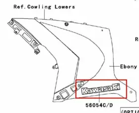 56054-0719 Kawasaki Zx-10r Black Zx1000jk Fairing Left Sticker Original