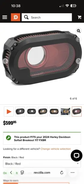 P1088205 Ken S Factory Kens Glass Cover Air Cleaner Kit - Red For Harley Davidson M8 2017-2025