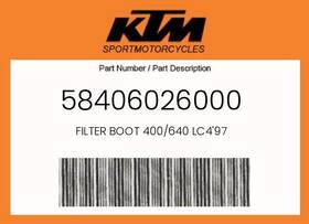 Ktm 58406026000 Genuine Filter Boot 400/640 Lc4ft97 -