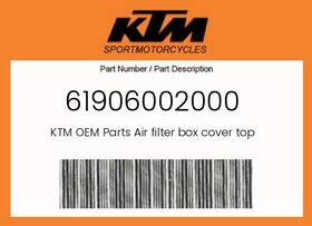 Ktm 61906002000 Genuine Air Filter Box Cover Top -