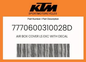 Ktm 7770600310028d Genuine Air Box Cover Ls Exc With Decal -