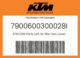 7900600300028i Ktm Genuine Left Air Filter Box Cover -