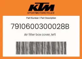 7910600300028b Ktm Genuine Air Filter Box Cover Left -