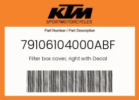 79106104000abf Ktm Genuine Filter Box Cover Right With Decal -