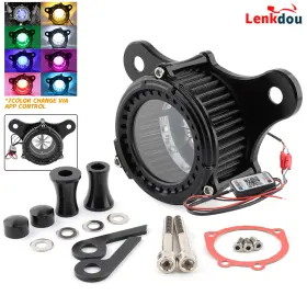 09009-0031bb-fma Lenkdou Air Cleaner Intake Filter Led Lights For Harley 93-07 Touring Road King Softail