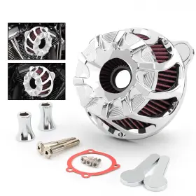 Mp09-009-0009crlmt Lenkdou Air Cleaner Intake Red Filter For Harley Dyna Softail Touring Street Road Glide