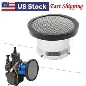 77us Motorshop 550728270723 50mm Carburetor Air Filter Horn Cup With Net Funnel Velocity Stacks Silver For Carb
