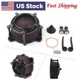 77us Motorshop 612071530821 Air Cleaner Spike Turbine Intake Filter For Harley Softail 93-15 Touring 1993-07