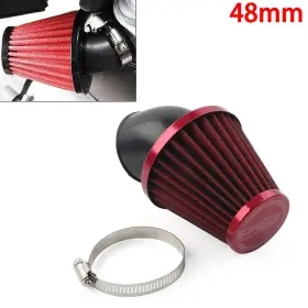 Motorshop168 550724645044 Motor 48mm Air Intake Filter Cleaner Rubber Bend Inlet Steel Mesh Red New