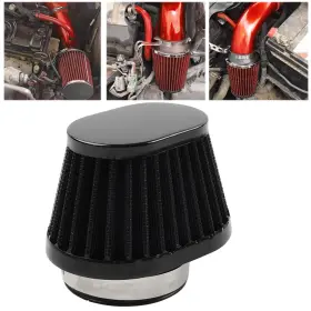 Motorshop168 550747375072 55mm 2.17 Inch Motor Oval Air Intake Filter Cleaner Pod Washable Reusable Black