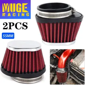 Ofi100-55 Muge Red 55mm 2.17in Motorcycle Air Intake Filter Cleaner Pod Replacement Universal