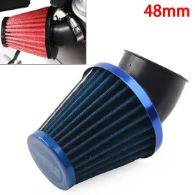 Nomura 310006352387 Motorcycle 48mm Air Intake Filter Cleaner Rubber Bend Inlet Stainless Steel Blue
