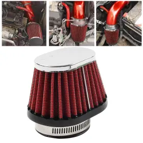Purple 420012149939 55mm 2.17 Inch Motor Oval Air Intake Filter Cleaner Pod Washable Reusable Red