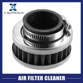 X Autohaux 726215480177 Universal 37-39mm Air Filter Cleaner Round Tapered For Motorcycle Silver Tone