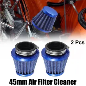 X Autohaux 767153285592 2 Pcs Universal 45mm Air Filter Cleaner Round Tapered For Motorcycle Blue