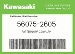 Kawasaki Genuine Pattern,upp Cowl.,rh 56075-2605 New. Price: $15.48.