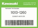 Kawasaki Genuine Element-air Filter 11013-1260 New. Price: $42.38.