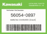 Kawasaki Genuine Mark,tail COVER,1000 Ca,us 56054-0897 New. Price: $19.78.