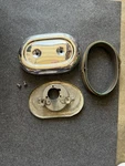 Harley Shovelhead Ham Can Air Cleaner Cover And Backing Plate Used. Price: $45.00.