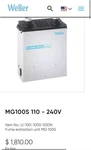 Weller Ft/zero Smog Series MG100S 110-240V Fume Extraction Particle Filter New. Price: $549.99.
