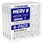 Filter King 21.5X23.5X1 Air 4-PACK Merv 8 Actual Size .75" New. Price: $58.76.