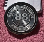 Harley Davidson Forged Billet Alum. Air Cleaner Cover Medallion Trim Insert #1 Used. Price: $150.00.