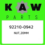 92210-0942 Kawasaki NUT,20MM 922100942, New Genuine Oem Part. Price: $72.29.