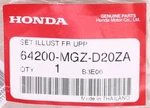 Genuine Honda Front Cowl (type 1) Part Number 64200-MGZ-D20ZA New. Price: $49.99.