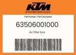 Ktm Genuine Air Filter Box - 63506001000 New. Price: $94.24.